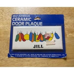 Vintage Retro JILL With Balloons Dead Stock Ceramic Name Plaque Wall Sign 1984